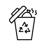 Icon of a trash can with a recycle symbol and electronic devices, representing e-waste removal service.