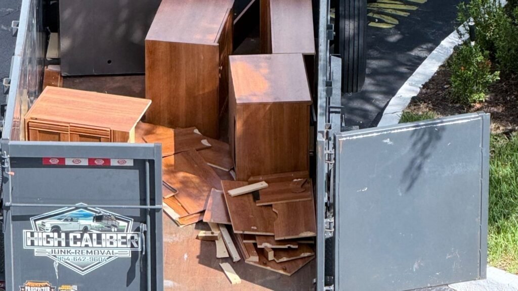 Furniture being loaded for junk removal