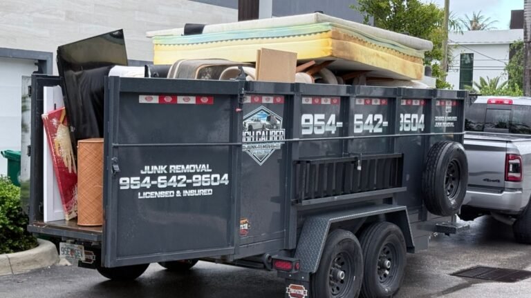 High Caliber Junk Removal trailer ready for hauling